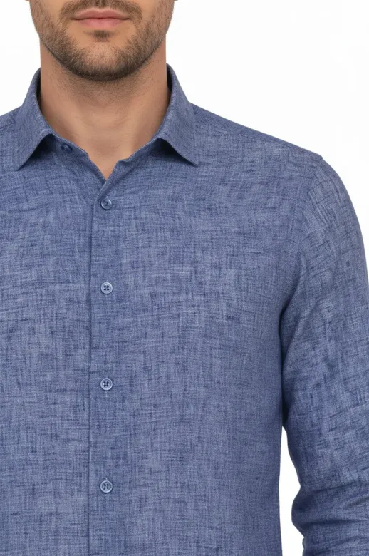 Slim Fit Lacivert Desenli Gömlek - Wessi - M / Lacivert
