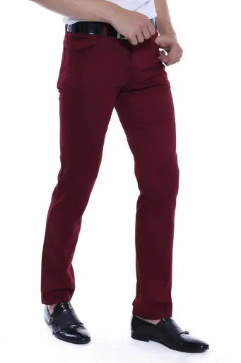 Slim Fit Pamuklu Bordo Erkek Pantolon - Wessi