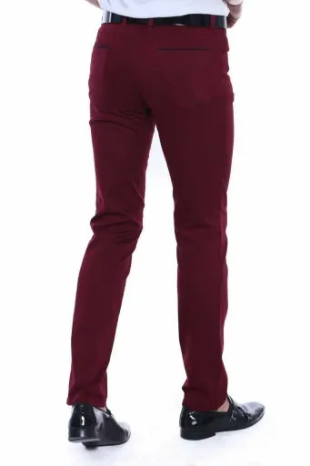 Slim Fit Pamuklu Bordo Erkek Pantolon - Wessi