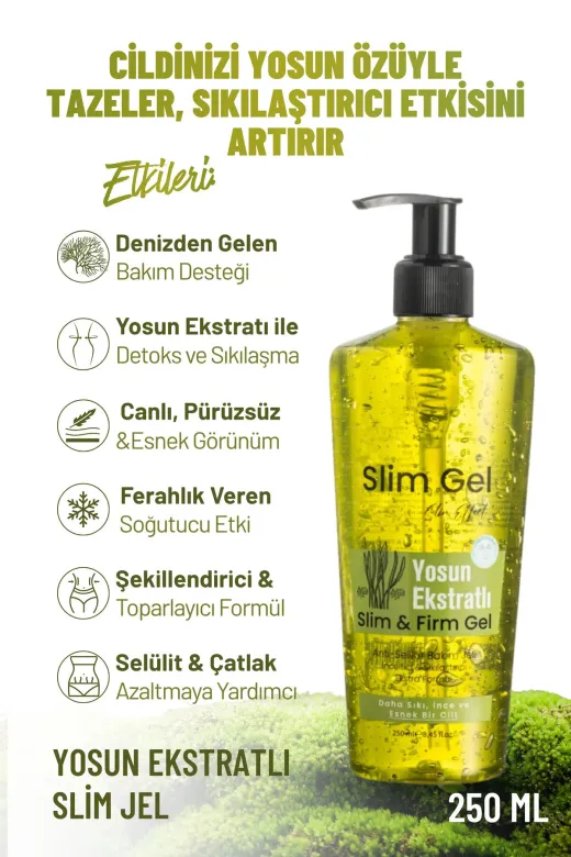 SLİM GEL yosunlu01 Yosun Özlü Ekstra Slim Jel – Selülit & Çatlak Karşıtı, Bölgesel İncelme Ve Sıkılaştırıcı Etki