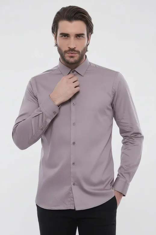 Slimfit Uzun Kollu Gri Erkek Gömlek - Wessi - XL / Gri