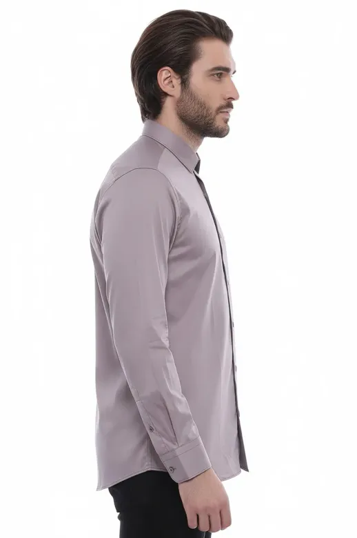 Slimfit Uzun Kollu Gri Erkek Gömlek - Wessi - XL / Gri