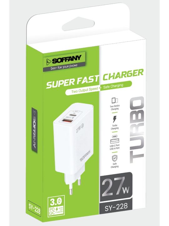 Soffany Sy-228 Usb-A + Usb-C Turbo Şarj Başlığı