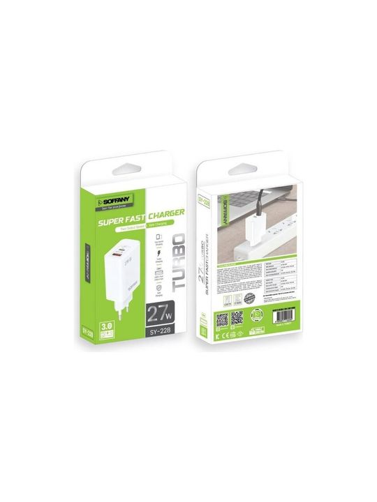Soffany Sy-228 Usb-A + Usb-C Turbo Şarj Başlığı