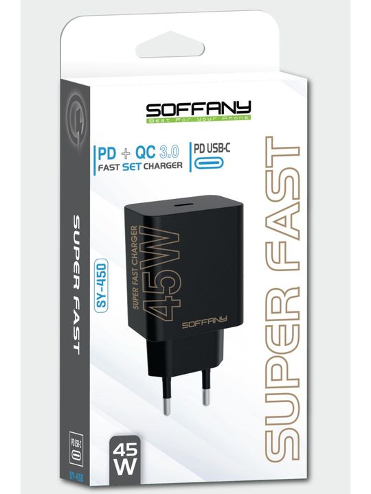 Soffany Sy-450 45W Pd Turbo C-To-C Şarj & Data Kablosu 45W Hızlı Şarj Cihazı
