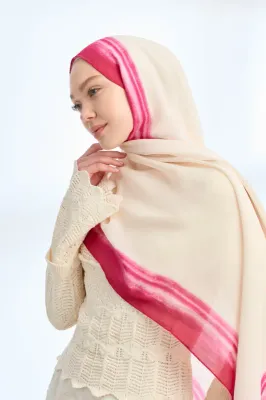 SOFT BLUSH FLOŞ VİSKON ŞAL - BEJ - FUŞYA