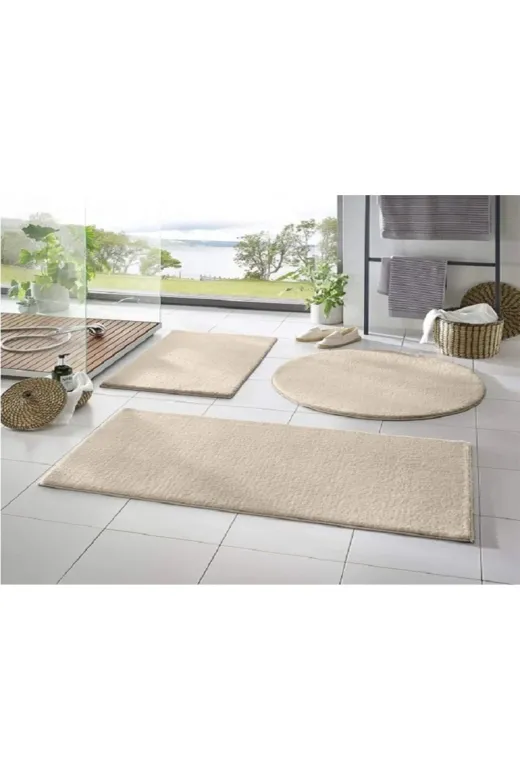 SOFT HALI 3LÜBNYPSPS 3'lü Banyo Halısı Peluş Post Halı Klozet Takımı 100X60 60X40 (60X60 Yuvarlak)