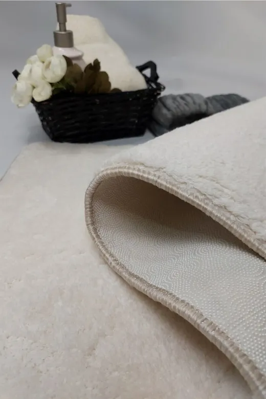 SOFT HALI 3LÜBNYPSPS 3'lü Banyo Halısı Peluş Post Halı Klozet Takımı 100X60 60X40 (60X60 Yuvarlak)