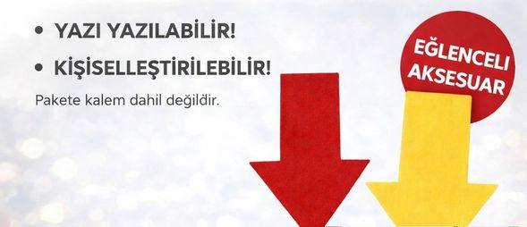 Solmazlar Online 122104889 Mey İthalat Kişiselleştirilebilir Ok İşaretli Mesaj Tacı 2 Li Set Sarı-Kırmızı