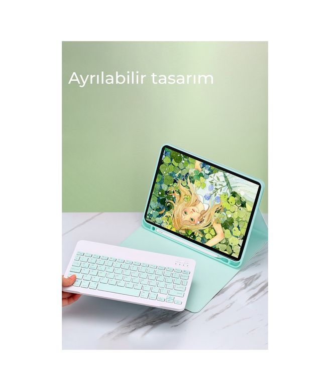 Solmazlar Online 8683140831226-BLNC İpad Pro 12.9 2024 Kılıf Kc01 Smart Klavyeli Tablet Kılıfı - Pembe Diğer Diğer