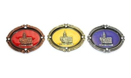 Solmazlar Online MEY02562741424001-BLMY Mey İthalat İstanbul Temalı Metal Magnet Galata Kulesi Kabartmalı Seçin-Sırma