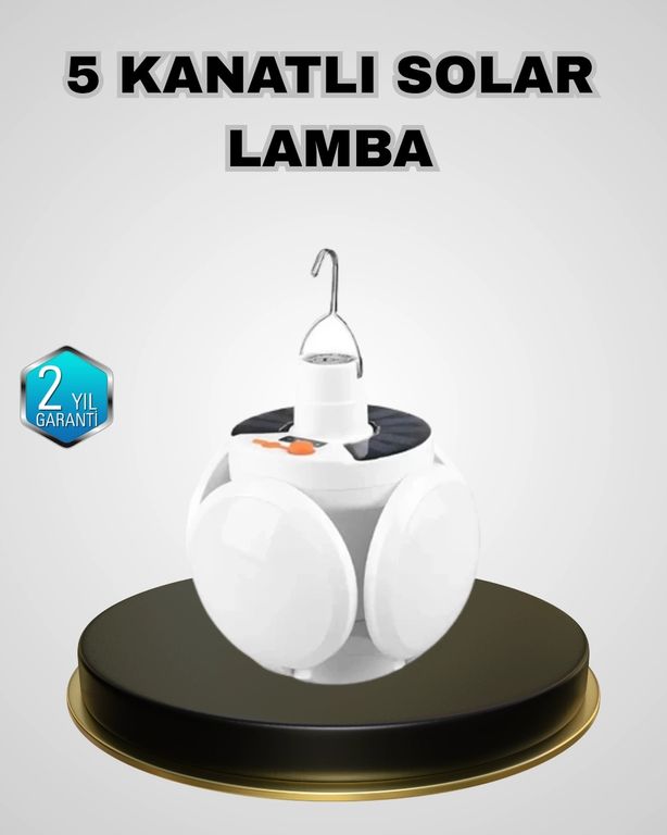 Solmazlar Online MEYTDUCZ5KANATLIILAMBA1-1-1-BLMY Mey İthalat 5 Kanatlı Solar Kamp Lambası Usb Şarjlı, Taşınabilir, Ip65 Su Geçirmez Bahçe Lambası Çok Renkli