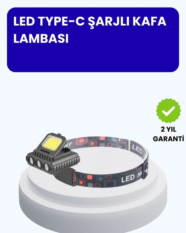Solmazlar Online MEYTDUCZZZHS209-BLMY Mey İthalat 800 Lumen Led Kafa Lambası Cob Ve Xpe Led Type C Şarjlı Ayarlanabilir Çok Renkli