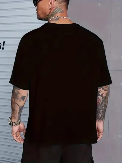 Sporda Günlük Hayata Giyilebilir GYM Baskılı Oversize Bisiklet Yaka Erkek T-shirt - Siyah - XL - Siyah