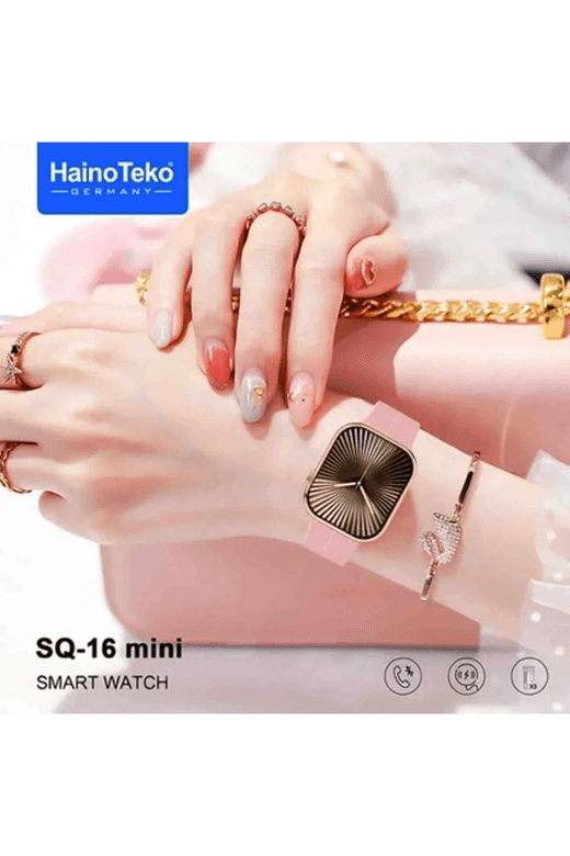 SQ-16 Mini Haino Teko Germany Sq16 Mini Akıllı Saat, 3 Kordon 1 Adet Bileklik Hediyeli