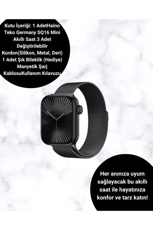 SQ-16 Mini Series 10 – Dokunmatik Akıllı Saat | Kalp Ritmi, SpO2, Uyku Takibi