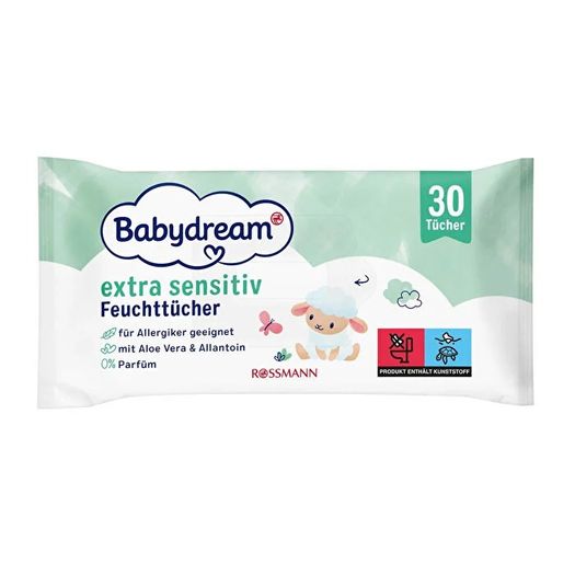SR12064686 Babydream Bebek Islak Mendil Çok Hassas Cilt, Aloe Veralı 30'lu