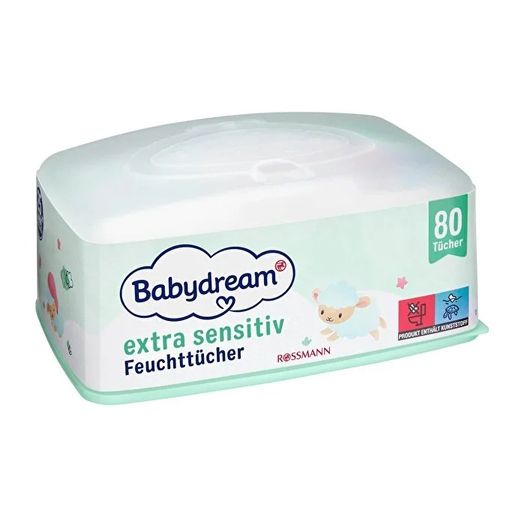 SR12090020 Babydream Bebek Islak Mendil Çok Hassas Cilt, Aloe Veralı 80'li