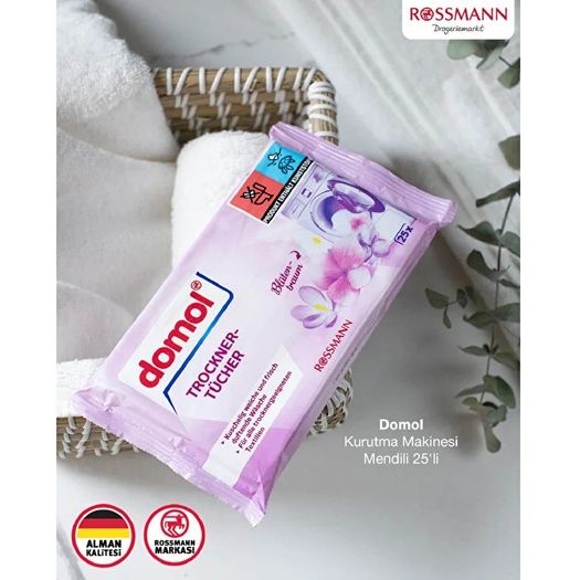 SR15070116 Domol Çiçek Rüyası 25'li Kurutma Makinesine Özel Yumuşatıcı Mendil