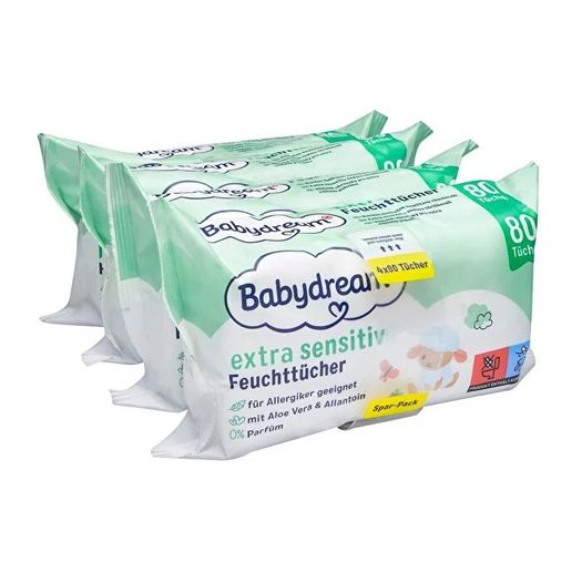 SR17090377 Babydream Aloe Veralı Çok Hassas Ciltler İçin 4X80'li Bebek Islak Mendil