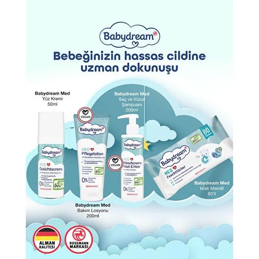 SR17090379 Babydream Kuru Ve Hassas Cilt Shea Ve Çuha Çiçeği Yağlı 200 Ml Med Bebek Bakım Losyonu
