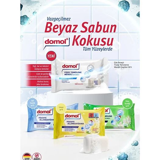 SR20100046 Domol Yüzey Temizleme Mendili Saf Temizlik 50'li