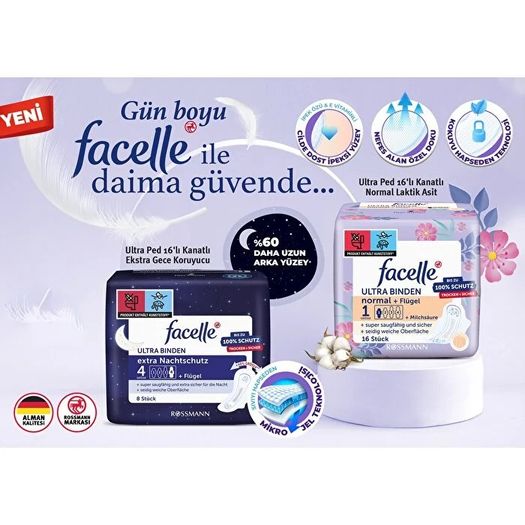 SR23050163 Facelle Ultra Kanatlı Normal Laktik Asit 16'lı Ped