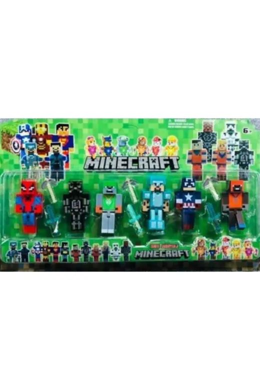 SRT 16083 Dzc Kuzenler Avm Minecraft 6 Lı Figür Batmen Kaptan Karakter Oyuncaklar