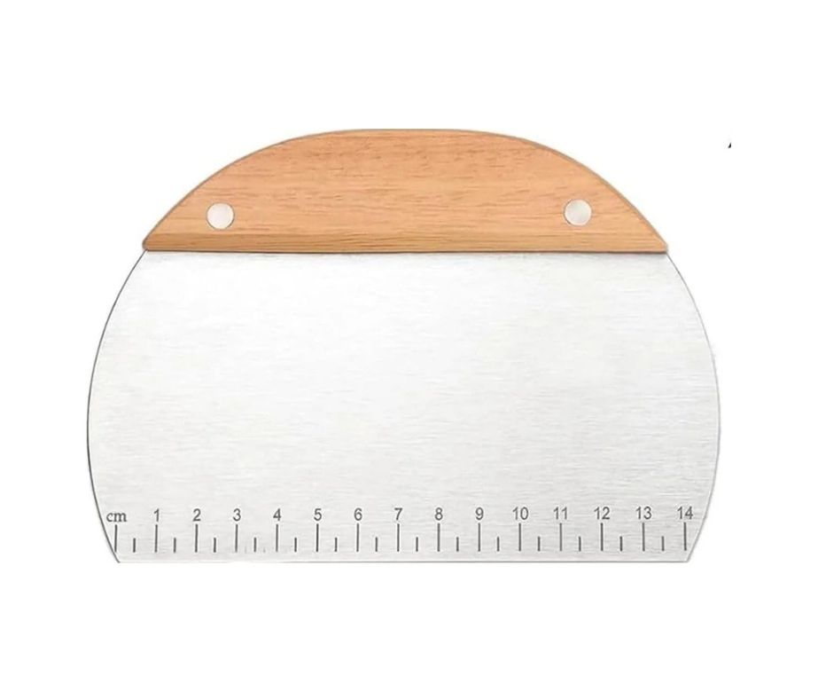 ST 57855210126341080184975 Çelik Oval Ahşap Saplı Hamur Kesici Spatula, Kahverengi 0