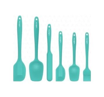 ST 57855210126349380184975 Drongo Isıya Dayanıklı Yanmaz Yapışmaz Silikon Spatula Seti 6 Parça Turkuaz 0