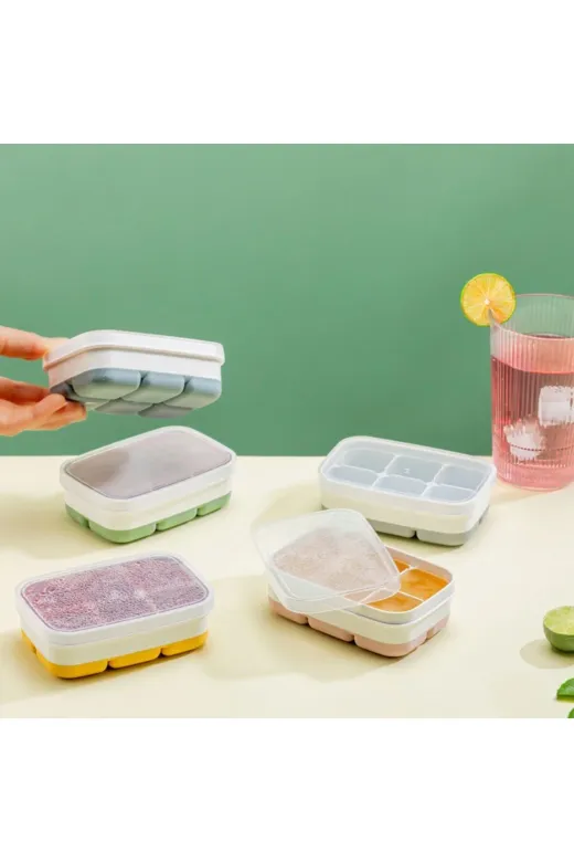 St Morritz 820370322 Lüks 3 Lü Yapışmaz Kapaklı Mini Buzluk 6 Bölmeli Ice Box 11,3X7,5X3,7Cm (Renkli)