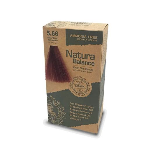 ST20100188 Natura Balance 5.66 Şarap Kızılı Organik Krem Saç Boyası