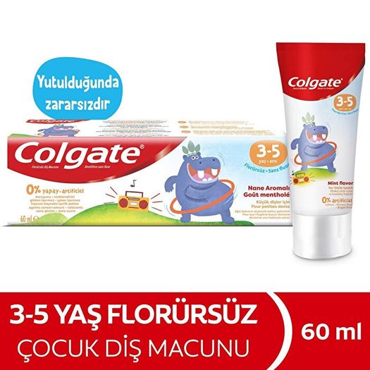 ST21010139 Colgate Diş Macunu Florürsüz Naneli 3 - 5 Yaş 60 Ml