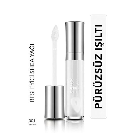 ST23080239 Flormar Dewy Lip Glaze Nemlendirici Etkili Yarı Transparan Dudak Parlatıcısı 001 Wet Lips