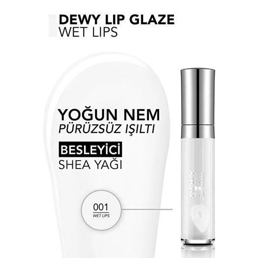 ST23080239 Flormar Dewy Lip Glaze Nemlendirici Etkili Yarı Transparan Dudak Parlatıcısı 001 Wet Lips