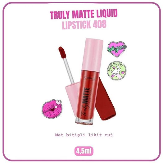 ST24090321 Callista Truly Matte Liquid Lipstick 408 Red Alert Kırmızı Mat Likit Ruj