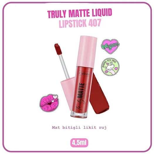 ST24090322 Callista Truly Matte Liquid Lipstick 407 Cherry Pop Kırmızı Mat Likit Ruj