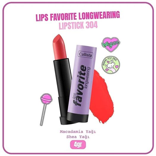 ST24090369 Callista Lips Favorite Longwearing Lipstick 304 Tangerino Pembe Ruj
