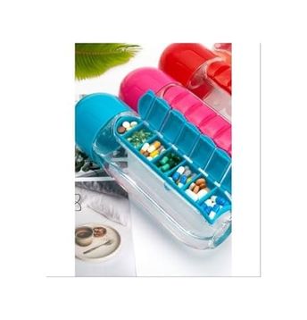 Standart Estetiki 57855210125755180184975 Kutulu Matara Suluk 600Ml 7 Günlük Hap Kutusu Organizer Spor Sızdırmaz Su Şişesi 50 X 22