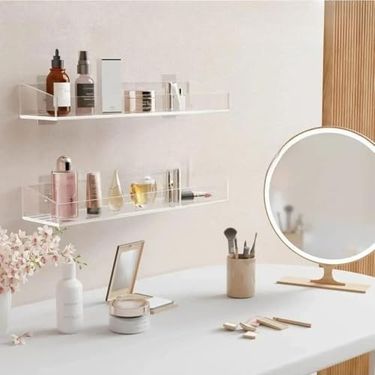 Standart Estetiki 57855210125942280184975 2 Adet Pleksi Hayalet Raf Banyo Mutfak Düzenleyici Kendinden Yapışkanlı Vidalı Raf - 40 Cm 50 X 22