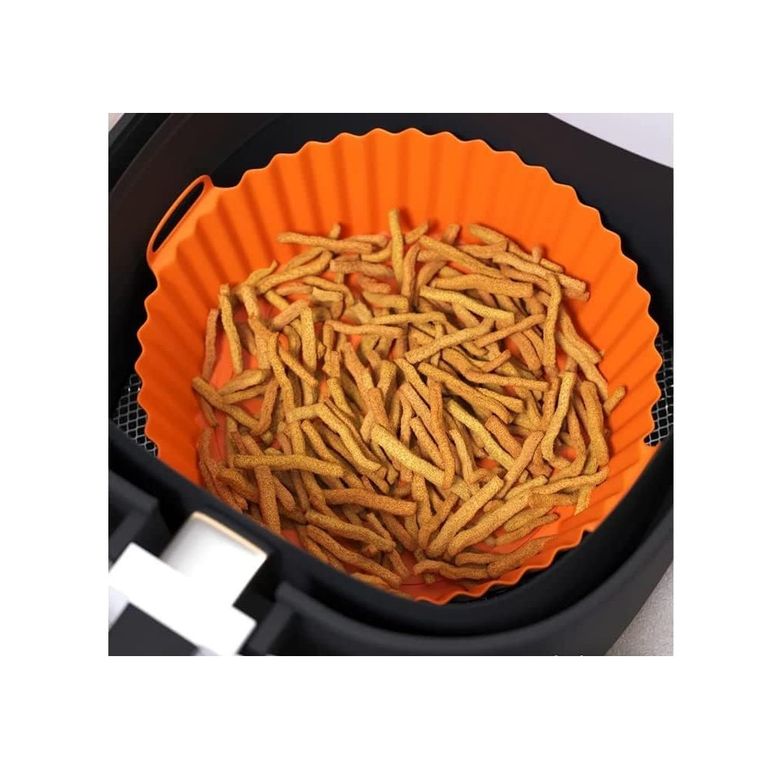 Standart Estetiki 57855210126781180184975 Airfryer Silikon Pişirme Kabı 20X5 Cm Bpa İçermez Airfryer Pişirme Kağıdı, Yapışmaz Kolay Temizlenir, Silikon Pişirme Kalıbı Turuncu 50 X 22