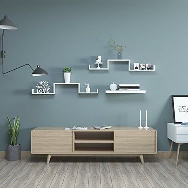Standart Estetiki 57855210134323280184975 Duvar Rafları, 3&apos Lü Set, U Şeklinde Yüzer Raflar, Çok Parlak Yüzey, Yaratıcı Fikirler, Mdf&apos Den Yapılmış Depolama Rafı, Beyaz Lws40Wt 50 X 22