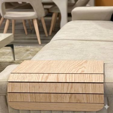 Standart Wood 57855210131440280184975 Koltuk Kenarı Ahşap Kaymaz Tepsi Açık Kahve 15Cm