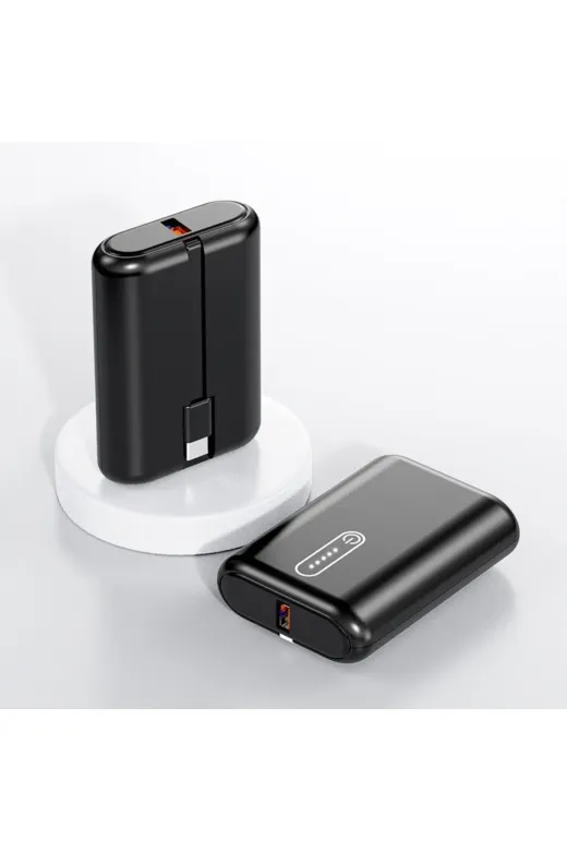 starnewstore 6485214013771971895 Home 10.000 Mah 22.5W Hızlı Şarjlı Type-C Kablolu 1X Usb 1X Type-C Çıkışlı Mini Cep Powerba