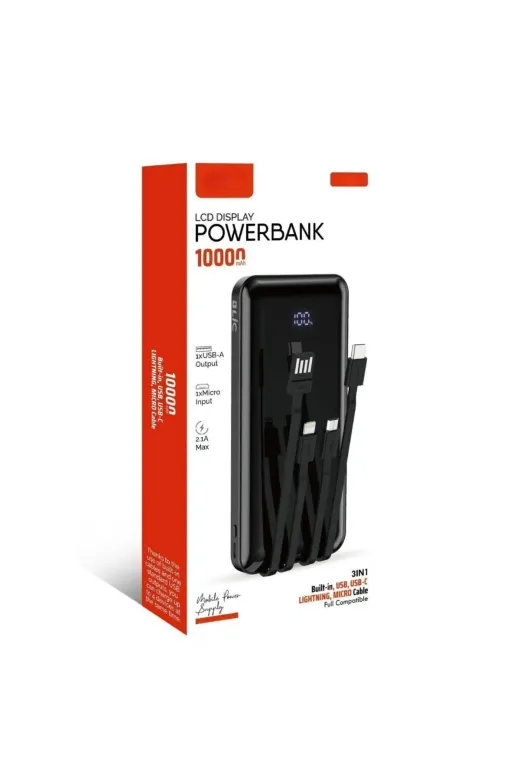 starnewstore 6485216151401997516 Mah Plus Dijital Göstergeli Dahili Çoklu Kablolu Powerbank,siyah,taşınabilir Şarj Cihazı Blic