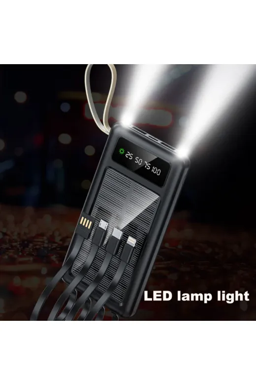 starnewstore 6485216681311997516 Solar 30.000Mah Şarj Powerbank Led Ekran Göstergeli Işıklı Sfey 997516