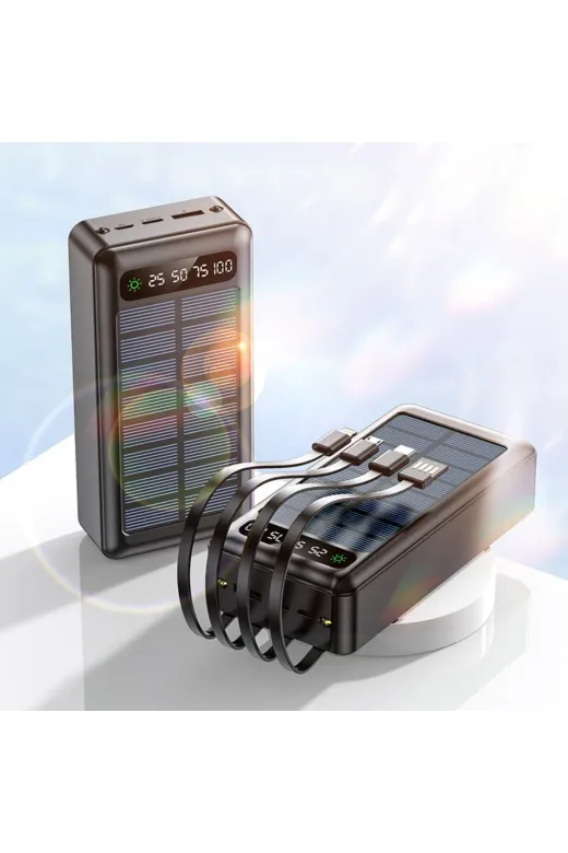 starnewstore 6485216681311997516 Solar 30.000Mah Şarj Powerbank Led Ekran Göstergeli Işıklı Sfey 997516
