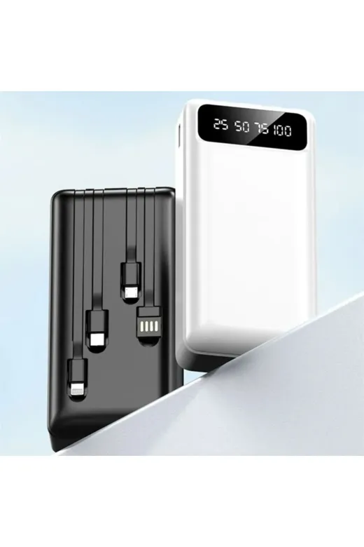 starnewstore 6485216706971721051 Lcd Göstergeli Dahili Kablolu 30.000 Mah Fenerli Telefon Tutuculu Powerbank Ysftx 721051