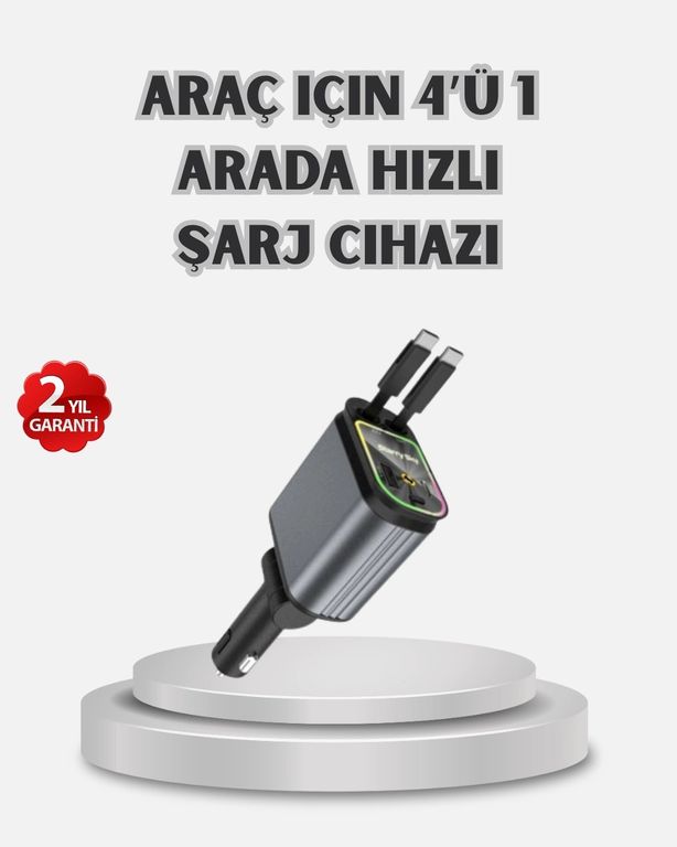 Starry Sky 111184347 Araç Şarj Cihazı 4 Portlu 66W Hızlı Şarjlı Led Işıklı Ve 180 Dönebilir