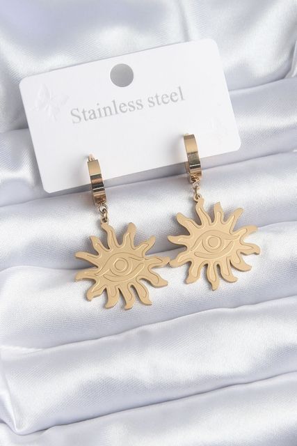 STİLLOVE BKP8146-BLNC 316L Çelik Gold Renk Güneş Model Göz İşleme Kadın Küpe Altın